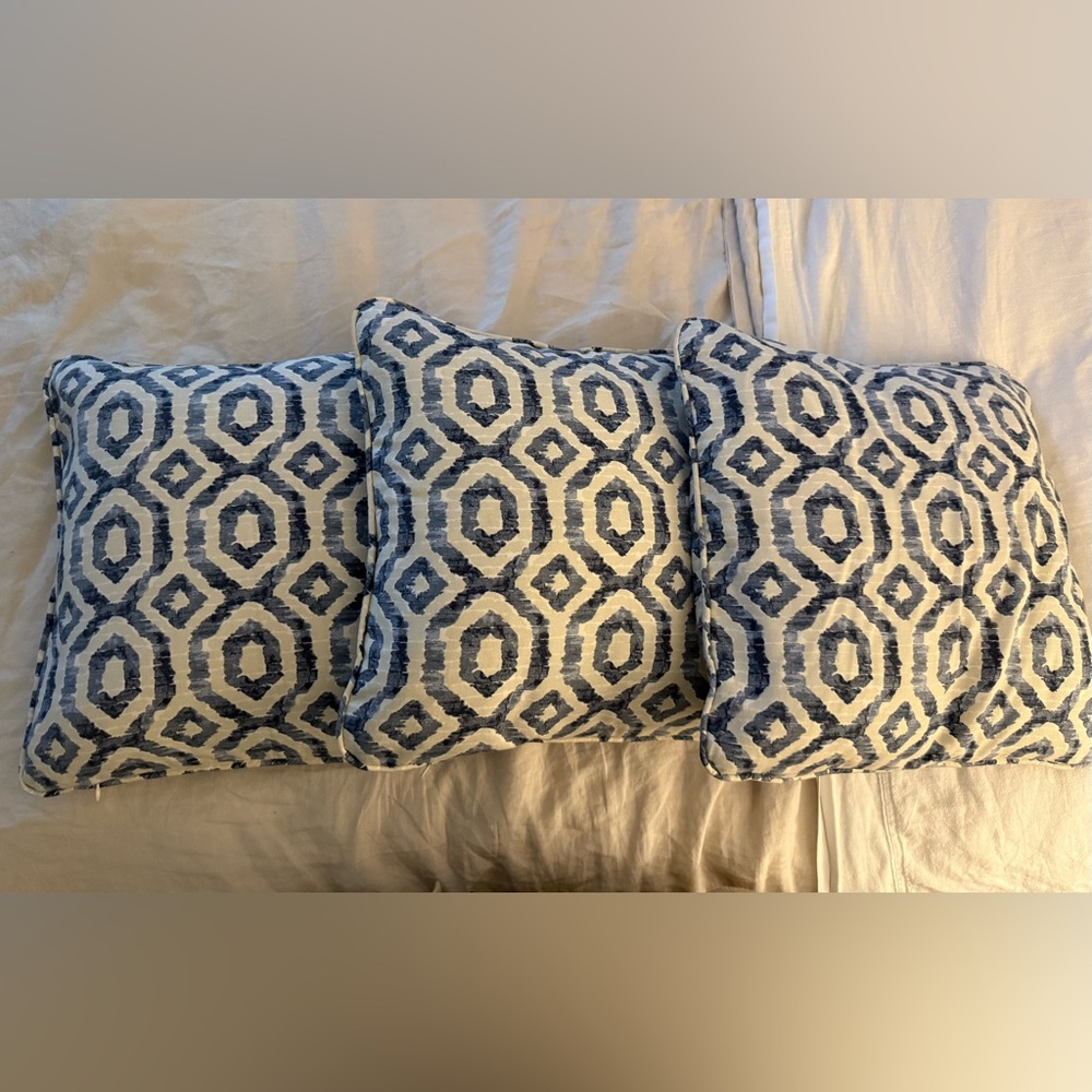 3 Blue and White throw pillow covers